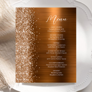 Budget Burnt Orange Glam Glitter Wedding Menu