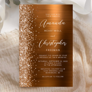 Budget Burnt Orange Glam Wedding Invitation