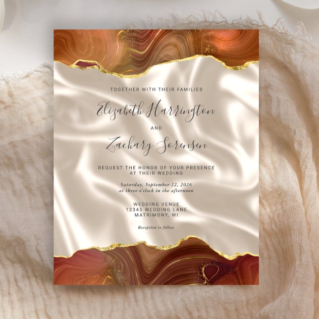 Budget Burnt Orange Gold Agate Ivory Silk Wedding (Creator Uploaded)