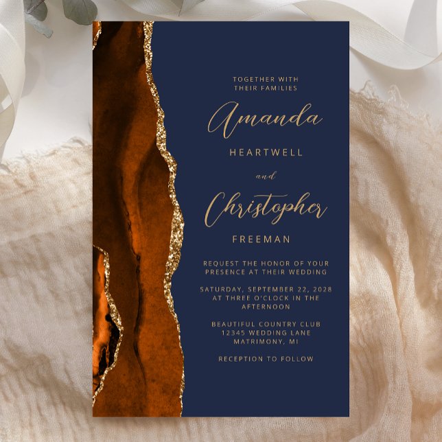 Budget Burnt Orange Gold Agate Navy Blue Wedding (Creator Uploaded)