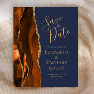 Budget Burnt Orange Gold Agate Navy Save the Date