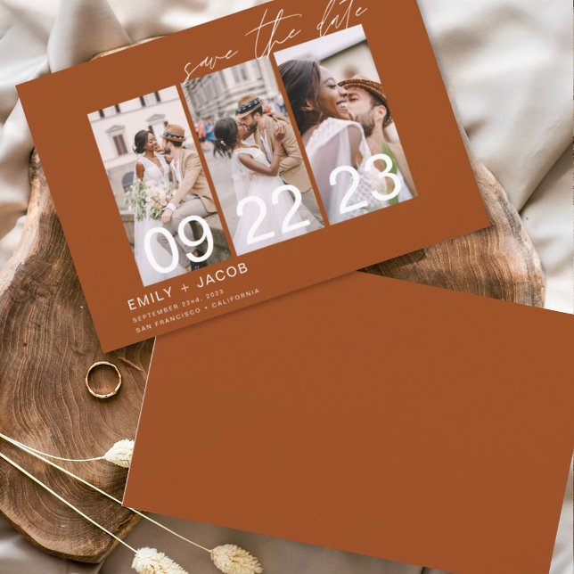 Budget Burnt Orange Save the Date 3 Photo  (Creator Uploaded)