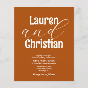 Budget Burnt Orange Scripture Wedding Invitation