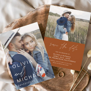 Budget Burnt Orange Typography Save the Date Photo Flyer