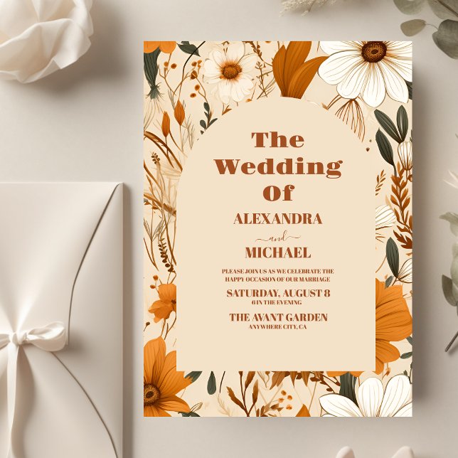 Budget Burnt Orange Watercolor Wildflowers Wedding (Creator Uploaded)