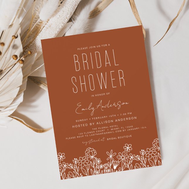 Budget Burnt Orange Wildflower Bridal Shower  Flyer (Creator Uploaded)
