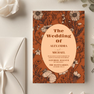 Budget Burnt Orange Wildflowers Wedding Flyer