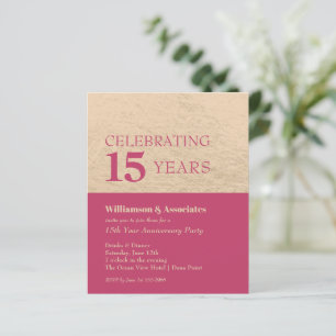Budget Business Anniversary Pink Gold Invitation
