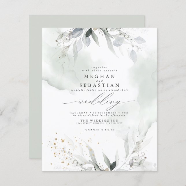 Budget But Beautiful Elegant Watercolor Foliage (Front/Back)