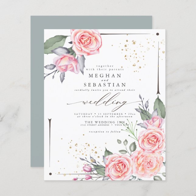 Budget But Beautiful Rustic Pink Roses (Front/Back)