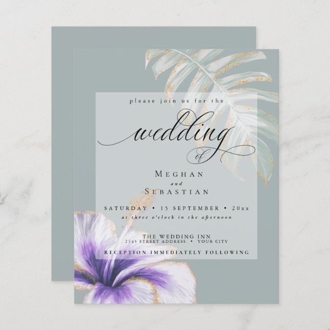 Budget But Beautiful Wedding Violet Hibiscus (Front/Back)