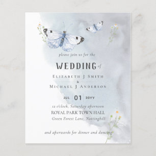 BUDGET Butterflies Dusty Blue Wedding Flyer