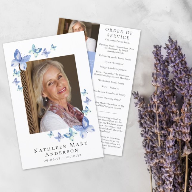 BUDGET Butterflies Photo Memorial Service Program (Creator Uploaded)