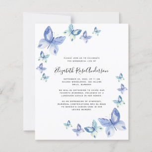 BUDGET Butterfly Celebration of Life Invitation