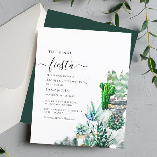 Budget Cacti Plant Bachelorette Party Invitation