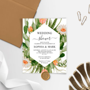 Budget Cactus Flowers Wedding Shower Invitation