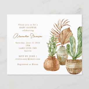 Budget Cactus Pampas Baby Shower Invitation
