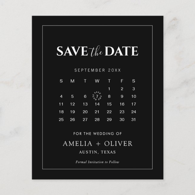 Budget Calendar Modern Minimalist Save The Date Flyer (Front)