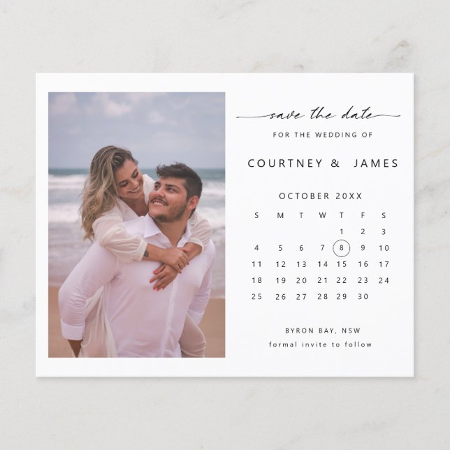 BUDGET calendar photo Save the Date Invitation Flyer (Front)