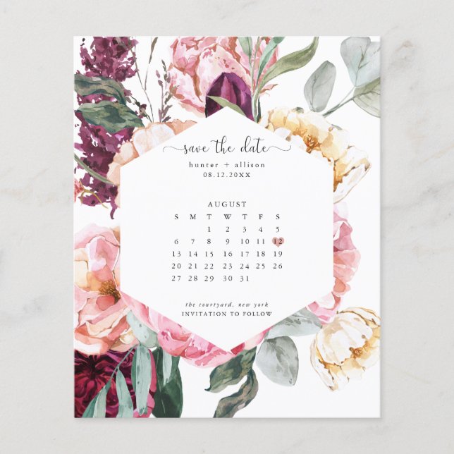 Budget Calendar Save the Date | Annabeth Flyer (Front)