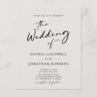 Budget Calligraphy Elegant Eggshell Wedding Invite