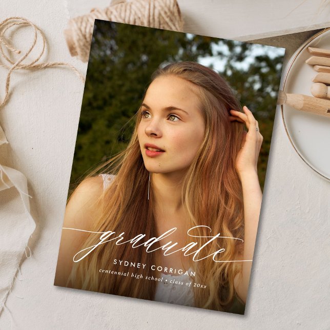 Budget Calligraphy Graduation Photo Invitation (Creator Uploaded)