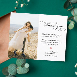 Budget Calligraphy Heart Photo Wedding Thank You Flyer