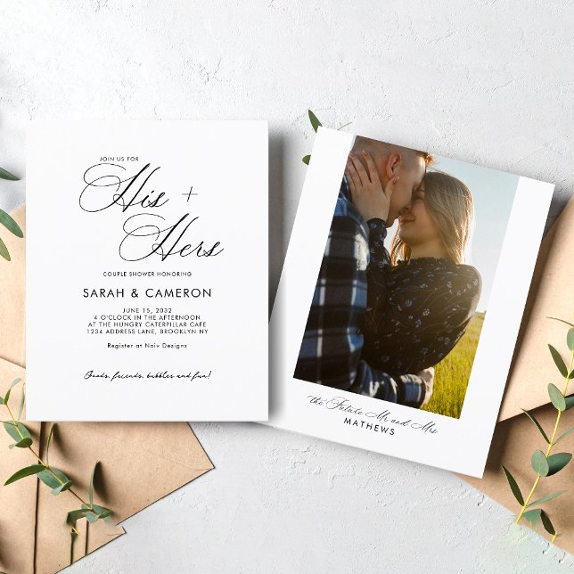 BUDGET Calligraphy His Her Couple Shower Photo (Creator Uploaded)