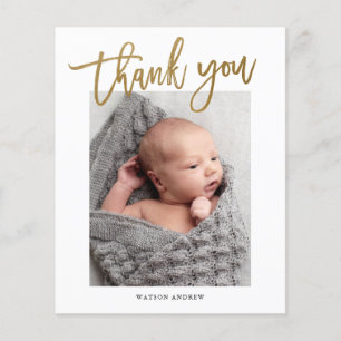 Budget Calligraphy Photo Baby Thank You Card