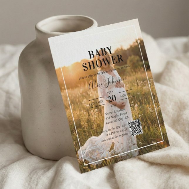 Budget Calligraphy QR Code Photo Baby Shower (Creator Uploaded)