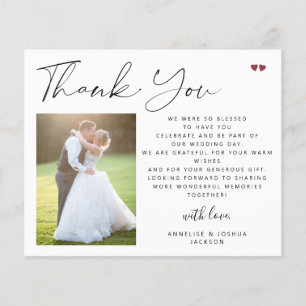 Budget calligraphy script photo wedding thank you