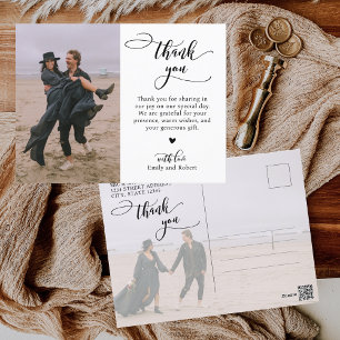 Budget Calligraphy Script Photo Wedding Thank You  Postcard