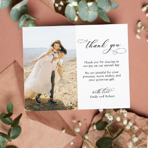 Budget Calligraphy Script Photo Wedding Thank You  Postcard