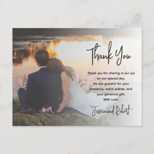 Budget Calligraphy Script Photo Wedding Thank You  Postcard