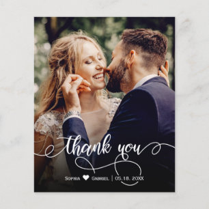 Budget Calligraphy Wedding Photo Thank You Card