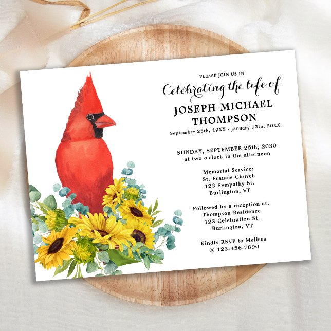 Budget Cardinal Celebration Of Life Invitation (Creator Uploaded)