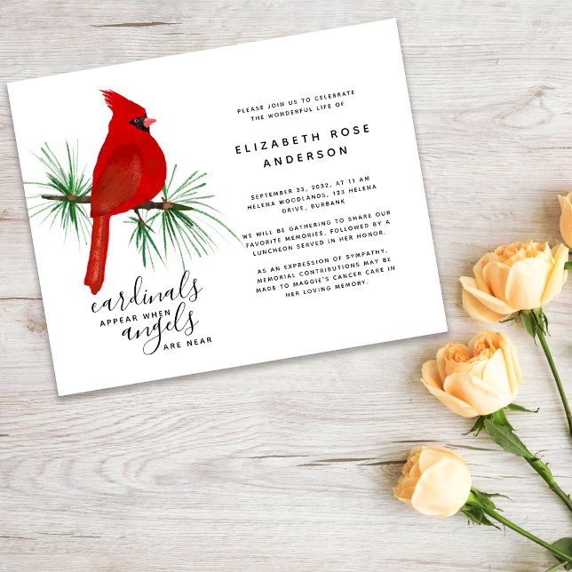 BUDGET Cardinal Celebration of Life Invitation (Creator Uploaded)