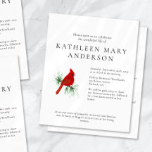 BUDGET Cardinal Celebration of Life Invitation