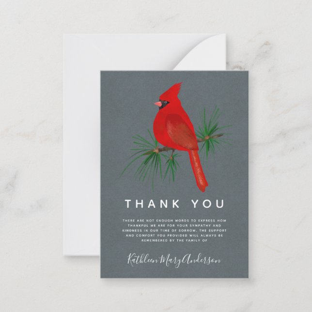 BUDGET Cardinal Sympathy Funeral Thank You Note Ca Card (Front)