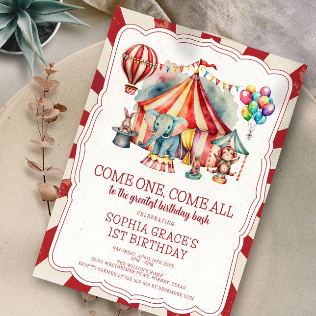 Budget Carnival Circus Show & Animals Birthday Invitation (Creator Uploaded)