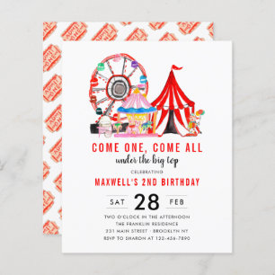 Budget Carnival Circus Show Birthday Invitation