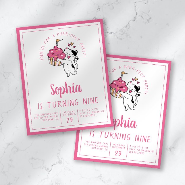 Budget Cat Kid's Birthday Party Invitation (Creator Uploaded)