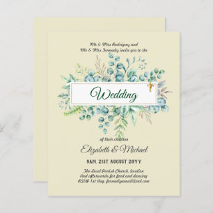 Budget CATHOLIC Christian WEDDING Greenery INVITES
