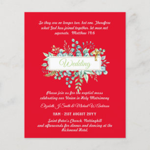 BUDGET Catholic Wedding Invitations Greenery Cross