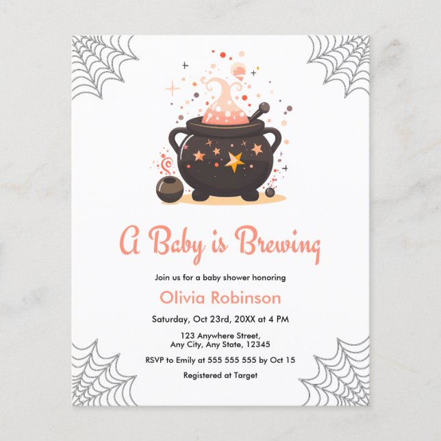 Budget Cauldron Halloween Baby Shower Invite  Flyer (Front)