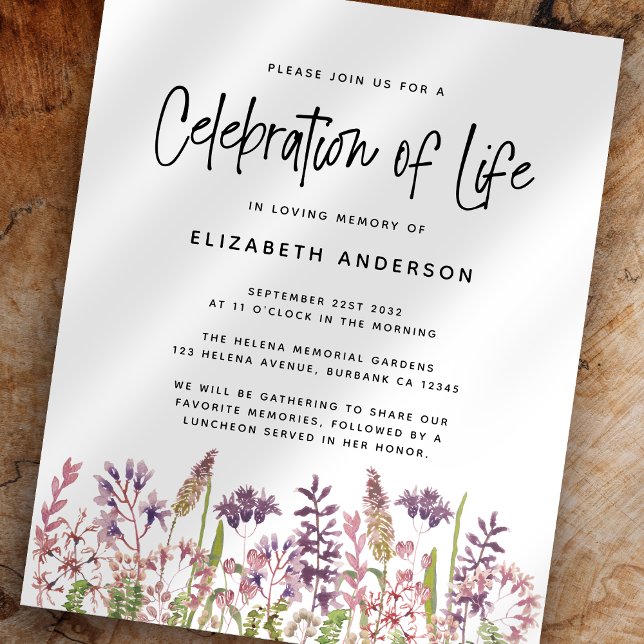 BUDGET Celebration of Life Invitation | Wildflower (Creator Uploaded)