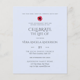 Budget Celebration of Life Memorial Funeral Invite