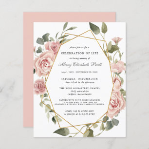 Budget Celebration of Life Pink Floral Invitation