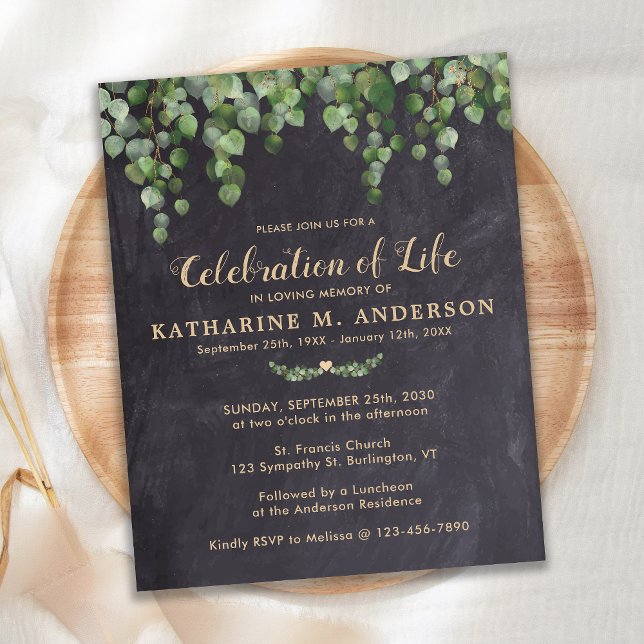 Budget Celebration Of Life Rustic Greenery Invite (Creator Uploaded)