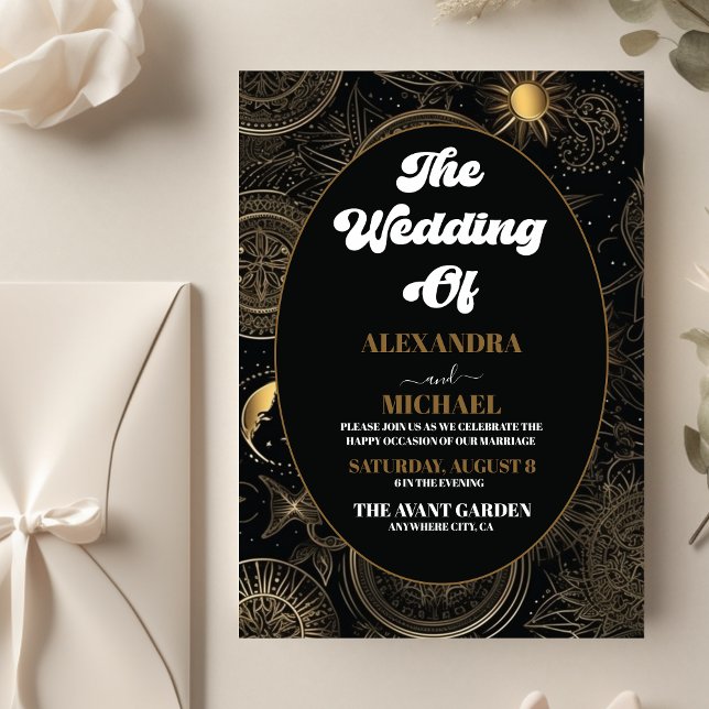 Budget Celestial Black Gold Wedding Flyer (Creator Uploaded)